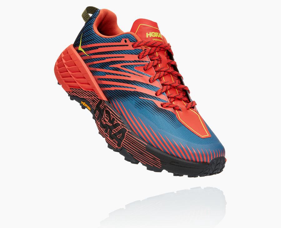 Hoka One One Speedgoat 4 Trailskor Herr - Röda - EHWFN-9462